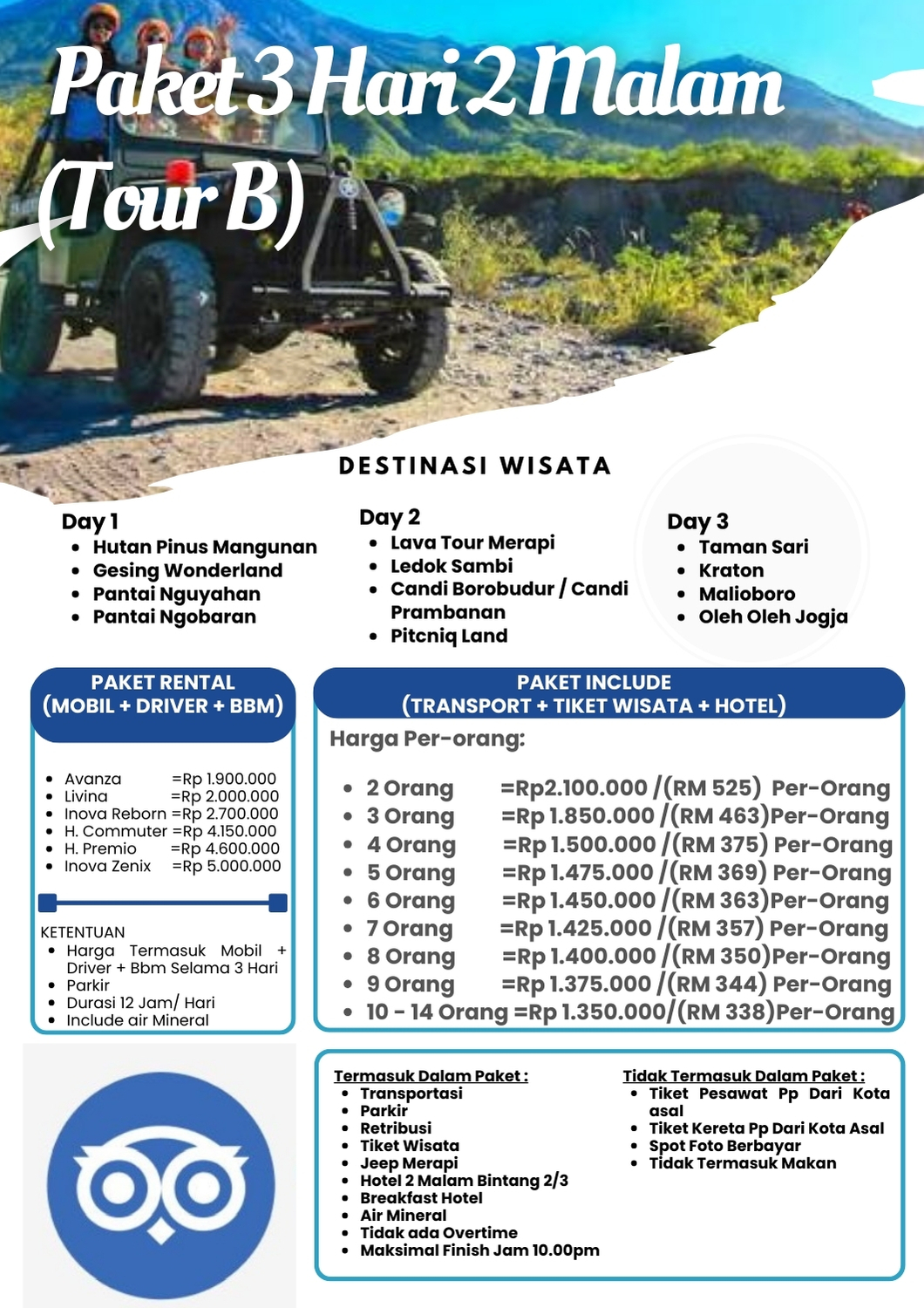 Paket 3hari 2malam Tour B