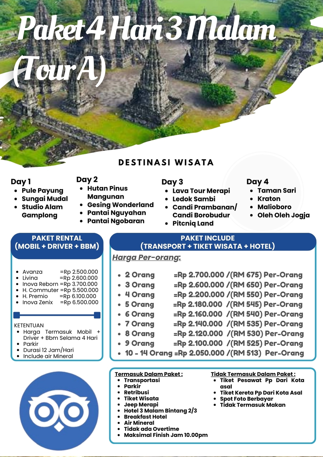 Paket 4hari 3malam Tour A